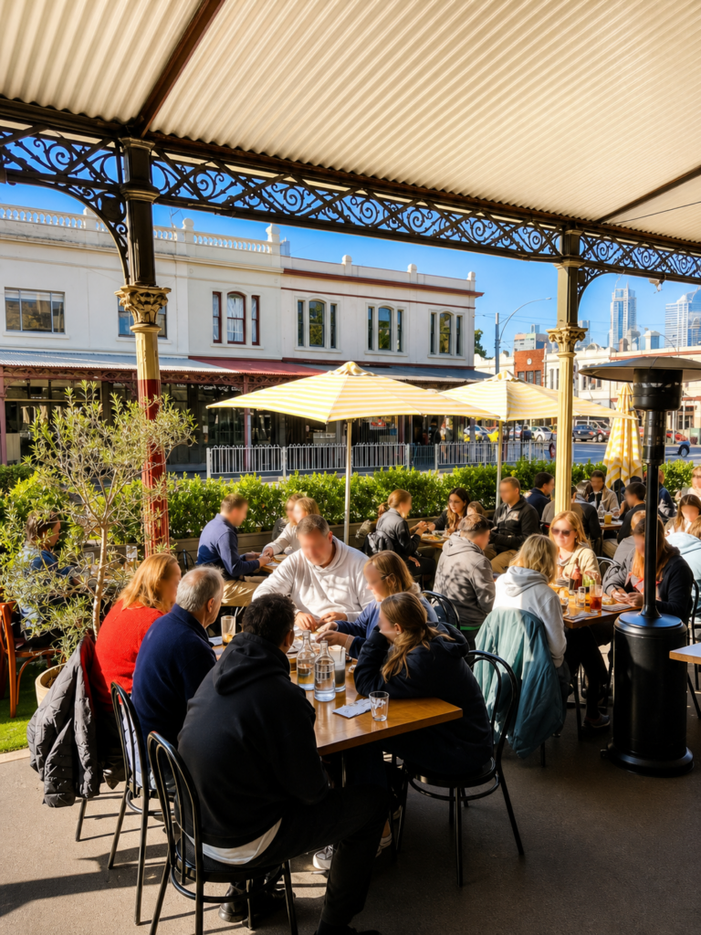 Outdoor seating at Hot Poppy North Melbourne